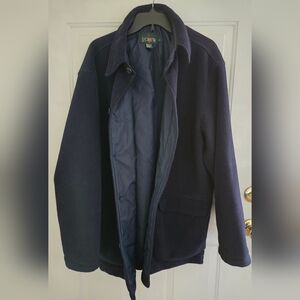 J Crew Mens Jacket Blue Lined Light Weight Size Large Front Pockets Button Down